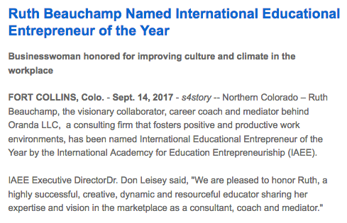 Beauchamp Awarded International Educator of the Year Award